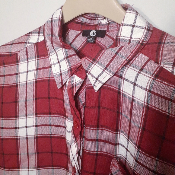 A&I red and white plaid button down shirt - Picture 3 of 7